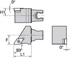 Kennametal - Left Hand Cut, Size KM25, DC.. Insert Compatiblity, External Modular Turning & Profiling Cutting Unit Head - 16mm Ctr to Cutting Edge, 30mm Head Length, Through Coolant, Series Screw-On - Exact Tool & Supply