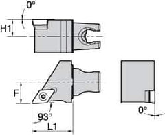 Kennametal - Left Hand Cut, Size KM25, DC.. Insert Compatiblity, External Modular Turning & Profiling Cutting Unit Head - 16mm Ctr to Cutting Edge, 30mm Head Length, Through Coolant, Series Screw-On - Exact Tool & Supply