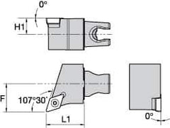 Kennametal - Left Hand Cut, Size KM25, DC.. Insert Compatiblity, External Modular Turning & Profiling Cutting Unit Head - 22mm Ctr to Cutting Edge, 30mm Head Length, Through Coolant, Series Screw-On - Exact Tool & Supply
