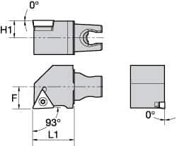Kennametal - Right Hand Cut, Size KM25, TC.. Insert Compatiblity, External Modular Turning & Profiling Cutting Unit Head - 16mm Ctr to Cutting Edge, 30mm Head Length, Through Coolant, Series Screw-On - Exact Tool & Supply
