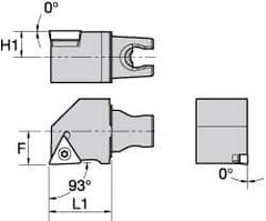 Kennametal - Right Hand Cut, Size KM25, TC.. Insert Compatiblity, External Modular Turning & Profiling Cutting Unit Head - 16mm Ctr to Cutting Edge, 30mm Head Length, Through Coolant, Series Screw-On - Exact Tool & Supply