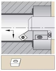 Kennametal - Series Screw-On, Left Hand Cut, 25mm Min Bore Diam, Boring Cartridge - 0.394" Back of Bar to Cutting Edge, CP... Insert, 1.1" OAL, 45° Lead Angle - Exact Tool & Supply