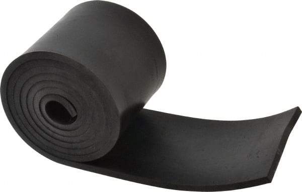 Made in USA - 1/4" Thick x 4" Wide x 60" Long, Buna-N Rubber Strip - Stock Length, 60 Shore A Durometer, 800 to 1,000 psi Tensile Strength, -20 to 170°F, Black - Exact Tool & Supply
