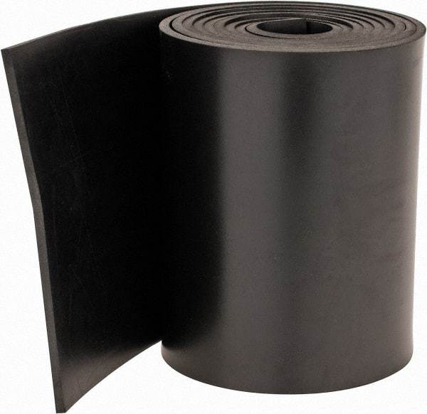 Made in USA - 1/8" Thick x 4" Wide x 60" Long, Neoprene Rubber Strip - Stock Length, 60 Shore A Durometer, 1,000 to 1,200 psi Tensile Strength, -40 to 212°F, Black - Exact Tool & Supply