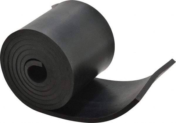 Made in USA - 1/4" Thick x 4" Wide x 60" Long, Neoprene Rubber Strip - Stock Length, 60 Shore A Durometer, 1,000 to 1,200 psi Tensile Strength, -40 to 212°F, Black - Exact Tool & Supply