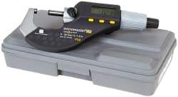 TESA Brown & Sharpe - 0 to 1.2 Inch Range, 0.0001 Inch Resolution, Standard Throat, IP54 Electronic Outside Micrometer - 0.0002 Inch Accuracy, Carbide Face, Includes Plastic Case - Exact Tool & Supply