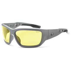 Baldr Yellow Lens Matte Gray Safety Glasses - Exact Tool & Supply