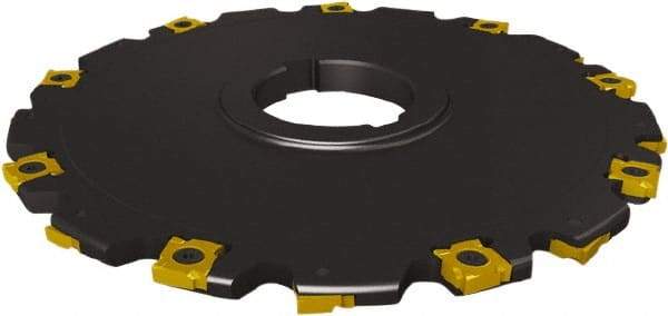 Seco - Arbor Hole Connection, 0.2756" Cutting Width, 1.047" Depth of Cut, 100mm Cutter Diam, 1-1/16" Hole Diam, 5 Tooth Indexable Slotting Cutter - 335.19 Toolholder, SNHQ 1204 Insert - Exact Tool & Supply