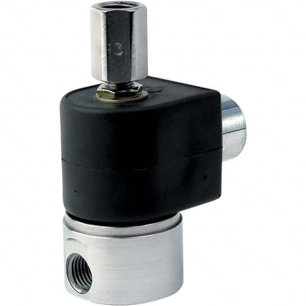 Parker - 24 VDC 1/4" NPT Port Stainless Steel Three-Way Direct Acting Solenoid Valve - Exact Tool & Supply