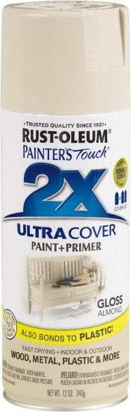Rust-Oleum - Almond (Color), Gloss, Enamel Spray Paint - 8 to 12 Sq Ft per Can, 12 oz Container - Exact Tool & Supply