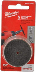 Milwaukee Tool - 1-1/2" Aluminum Oxide Cutoff Wheel - 0.045" Thick, 0.0125" Arbor, Use with Die Grinders - Exact Tool & Supply