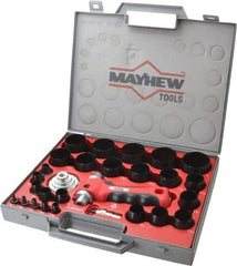Mayhew - 28 Piece, 1/8 to 2", Hollow Punch Set - Carbon Alloy Steel, Comes in Polypropylene Case - Exact Tool & Supply