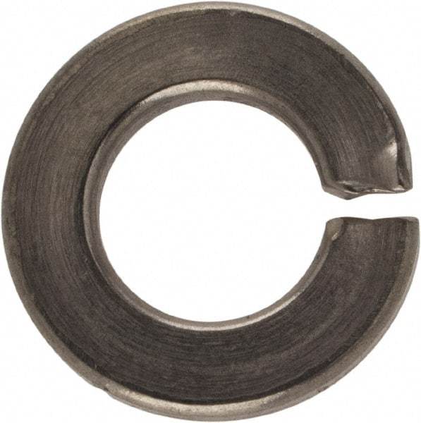 Made in USA - 1/4", 0.062" Thick Split Lock Washer - 400 Stainless Steel, Passivated Finish, 0.252" Min ID, 0.26" Max ID, 0.487" Max OD - Exact Tool & Supply