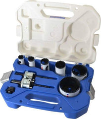Lenox - 9 Piece, 3/4" to 2-1/2" Saw Diam, Plumber's Hole Saw Kit - Bi-Metal, Toothed Edge, Includes 6 Hole Saws - Exact Tool & Supply