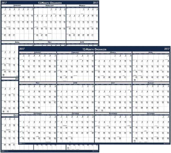 House of Doolittle - 1 Sheet, 24 x 37", Erasable Wall Calendar - Blue & Gray - Exact Tool & Supply
