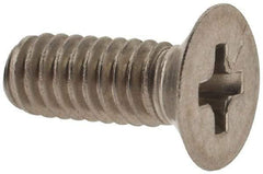 Made in USA - #8-32 UNC, 7/16" OAL Phillips Drive Machine Screw - Flat Head, Grade 18-8 Stainless Steel, Passivated Finish, Without Washer - Exact Tool & Supply