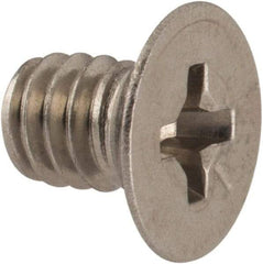 Made in USA - #8-32 UNC, 1/4" OAL Phillips Drive Machine Screw - Flat Head, Grade 18-8 Stainless Steel, Passivated Finish, Without Washer - Exact Tool & Supply