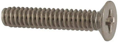 Made in USA - #6-32 UNC, 3/4" OAL Phillips Drive Machine Screw - Flat Head, Grade 18-8 Stainless Steel, Passivated Finish, Without Washer - Exact Tool & Supply
