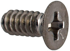 Made in USA - #6-32 UNC, 5/16" OAL Phillips Drive Machine Screw - Flat Head, Grade 18-8 Stainless Steel, Passivated Finish, Without Washer - Exact Tool & Supply