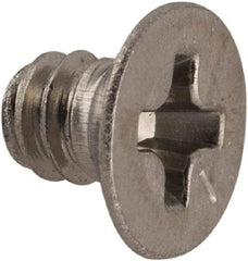 Made in USA - #6-32 UNC, 3/16" OAL Phillips Drive Machine Screw - Flat Head, Grade 18-8 Stainless Steel, Passivated Finish, Without Washer - Exact Tool & Supply