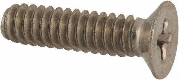 Made in USA - #10-24 UNC, 3/4" OAL Phillips Drive Machine Screw - Flat Head, Grade 18-8 Stainless Steel, Without Washer - Exact Tool & Supply