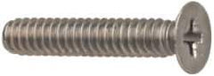 Made in USA - 1/4-20 UNC, 3/8" OAL Phillips Drive Machine Screw - Flat Head, Grade 18-8 Stainless Steel, Passivated Finish, Without Washer - Exact Tool & Supply