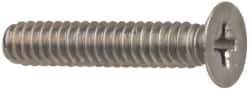 Made in USA - 1/4-28 UNF, 1" OAL Phillips Drive Machine Screw - Flat Head, Grade 18-8 Stainless Steel, Passivated Finish, Without Washer - Exact Tool & Supply