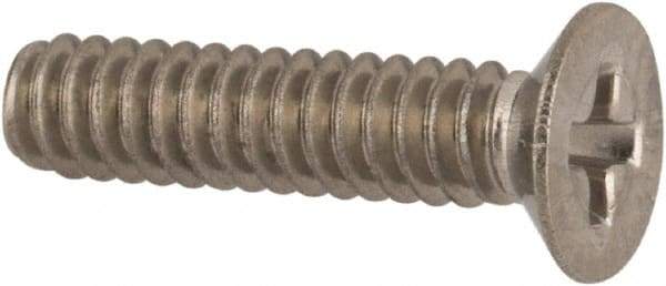 Made in USA - #4-40 UNC, 1/2" OAL Phillips Drive Machine Screw - Flat Head, Grade 18-8 Stainless Steel, Passivated Finish, Without Washer - Exact Tool & Supply