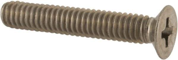 Made in USA - #8-32 UNC, 1" OAL Phillips Drive Machine Screw - Flat Head, Grade 18-8 Stainless Steel, Passivated Finish, Without Washer - Exact Tool & Supply