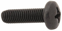 Made in USA - 1/4-28 UNF, 7/8" Length Under Head Phillips Drive Machine Screw - Pan Head, Grade 18-8 Stainless Steel, Black Oxide Finish, Without Washer - Exact Tool & Supply