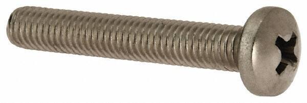 Made in USA - #10-32 UNF, 1-1/4" Length Under Head Phillips Drive Machine Screw - Pan Head, Grade 18-8 Stainless Steel, Black Oxide Finish, Without Washer - Exact Tool & Supply