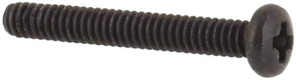 Made in USA - #0-80 UNF, 7/16" Length Under Head Phillips Drive Machine Screw - Pan Head, Grade 18-8 Stainless Steel, Black Oxide Finish, Without Washer - Exact Tool & Supply