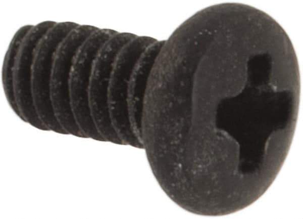 Made in USA - #0-80 UNF, 1/8" Length Under Head Phillips Drive Machine Screw - Pan Head, Grade 18-8 Stainless Steel, Black Oxide Finish, Without Washer - Exact Tool & Supply