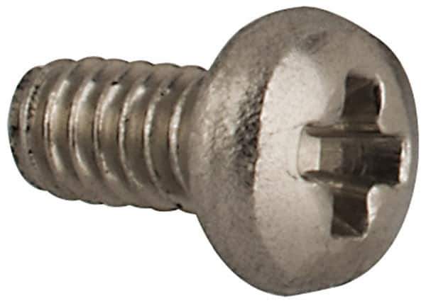 Made in USA - #0-80 UNF, 1/8" Length Under Head Phillips Drive Machine Screw - Pan Head, Grade 18-8 Stainless Steel, Without Washer - Exact Tool & Supply