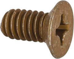 Made in USA - 1/4-20 UNC, 1/2" OAL Phillips Drive Machine Screw - Flat Head, Grade 3 Steel, Yellow Cadmium-Plated Finish, Without Washer - Exact Tool & Supply