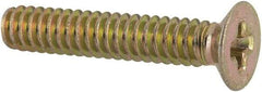 Made in USA - #4-40 UNC, 5/8" OAL Phillips Drive Machine Screw - Flat Head, Grade 3 Steel, Yellow Cadmium-Plated Finish, Without Washer - Exact Tool & Supply