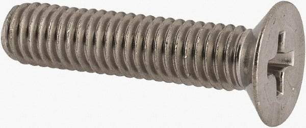 Made in USA - #10-32 UNF, 7/8" OAL Phillips Drive Machine Screw - Flat Head, Grade 18-8 Stainless Steel, Without Washer - Exact Tool & Supply