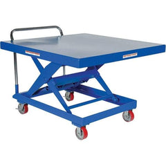 Vestil - 1,000 Lb Capacity Hydraulic Scissor Auto Hite Cart - 14" to 34" Lift Height, 48" Platform Length x 48" Platform Width - Exact Tool & Supply