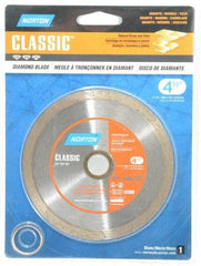 Norton - 4-1/2" Diam, 5/8 & 7/8" Arbor Hole Diam, Wet & Dry Cut Saw Blade - Diamond-Tipped, Standard Round Arbor - Exact Tool & Supply