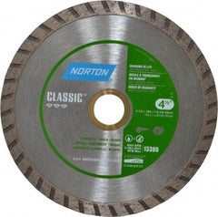 Norton - 4-1/2" Diam, 5/8 & 7/8" Arbor Hole Diam, Wet & Dry Cut Saw Blade - Diamond-Tipped, Standard Round Arbor - Exact Tool & Supply