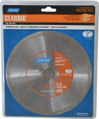 Norton - 7" Diam, 5/8" Arbor Hole Diam, Wet & Dry Cut Saw Blade - Diamond-Tipped, Standard Round Arbor - Exact Tool & Supply