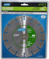 Norton - 7" Diam, 5/8" Arbor Hole Diam, Wet & Dry Cut Saw Blade - Diamond-Tipped, Standard Round Arbor - Exact Tool & Supply