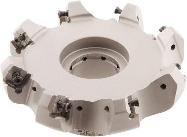 Iscar - 5.58" Cut Diam, 1-1/2" Arbor Hole, 0.276" Max Depth of Cut, 45° Indexable Chamfer & Angle Face Mill - 8 Inserts, S845 SX.U 16.. Insert, Right Hand Cut, 8 Flutes, Through Coolant, Series Helido - Exact Tool & Supply