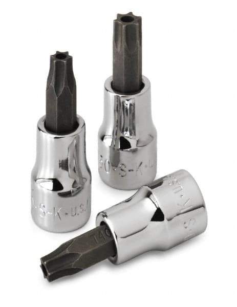 SK - 1/4" Drive, T10 Torx Bit Socket - 1-3/4" OAL, Tamper Resistant - Exact Tool & Supply