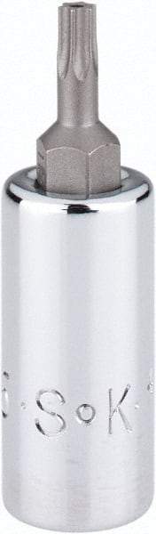 SK - 1/4" Drive, T15 Torx Bit Socket - 1-3/4" OAL, Tamper Resistant - Exact Tool & Supply