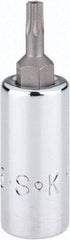 SK - 1/4" Drive, T15 Torx Bit Socket - 1-3/4" OAL, Tamper Resistant - Exact Tool & Supply