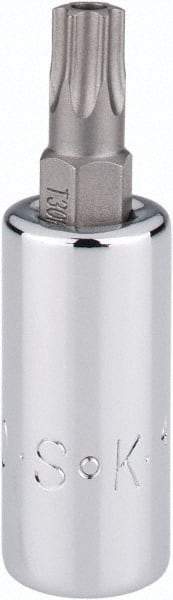 SK - 1/4" Drive, T30 Torx Bit Socket - 1-3/4" OAL, Tamper Resistant - Exact Tool & Supply
