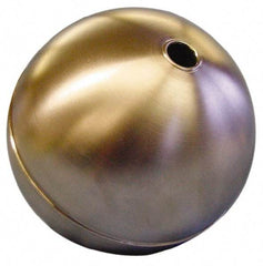 Made in USA - 6" Diam, Spherical, Tubed Through Connection, Metal Float - 1/4" Rod Thread, Stainless Steel, 800 Max psi, 18 Gauge - Exact Tool & Supply