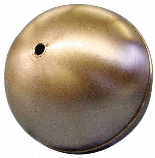 Made in USA - 2" Diam, Spherical, Tubed Through Connection, Metal Float - 1/4" Rod Thread, Stainless Steel, 850 Max psi, 26 Gauge - Exact Tool & Supply