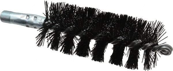 Schaefer Brush - 5" Brush Length, 2" Diam, Nylon Single Stem, Single Spiral Tube Brush - 7-1/4" Long, Nylon, 1/4" NPSM Male Connection - Exact Tool & Supply